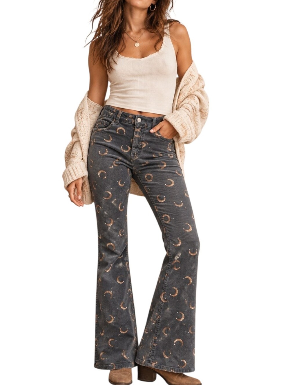 Pilcro The Icon Moon Corduroy Flare Pants 29 Anthropologie Celestial Hippie Boho